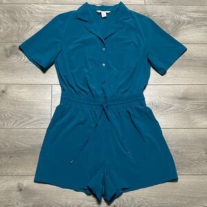 Athleta Avenue Romper Coastal‎ Teal Blue Size XS/S
